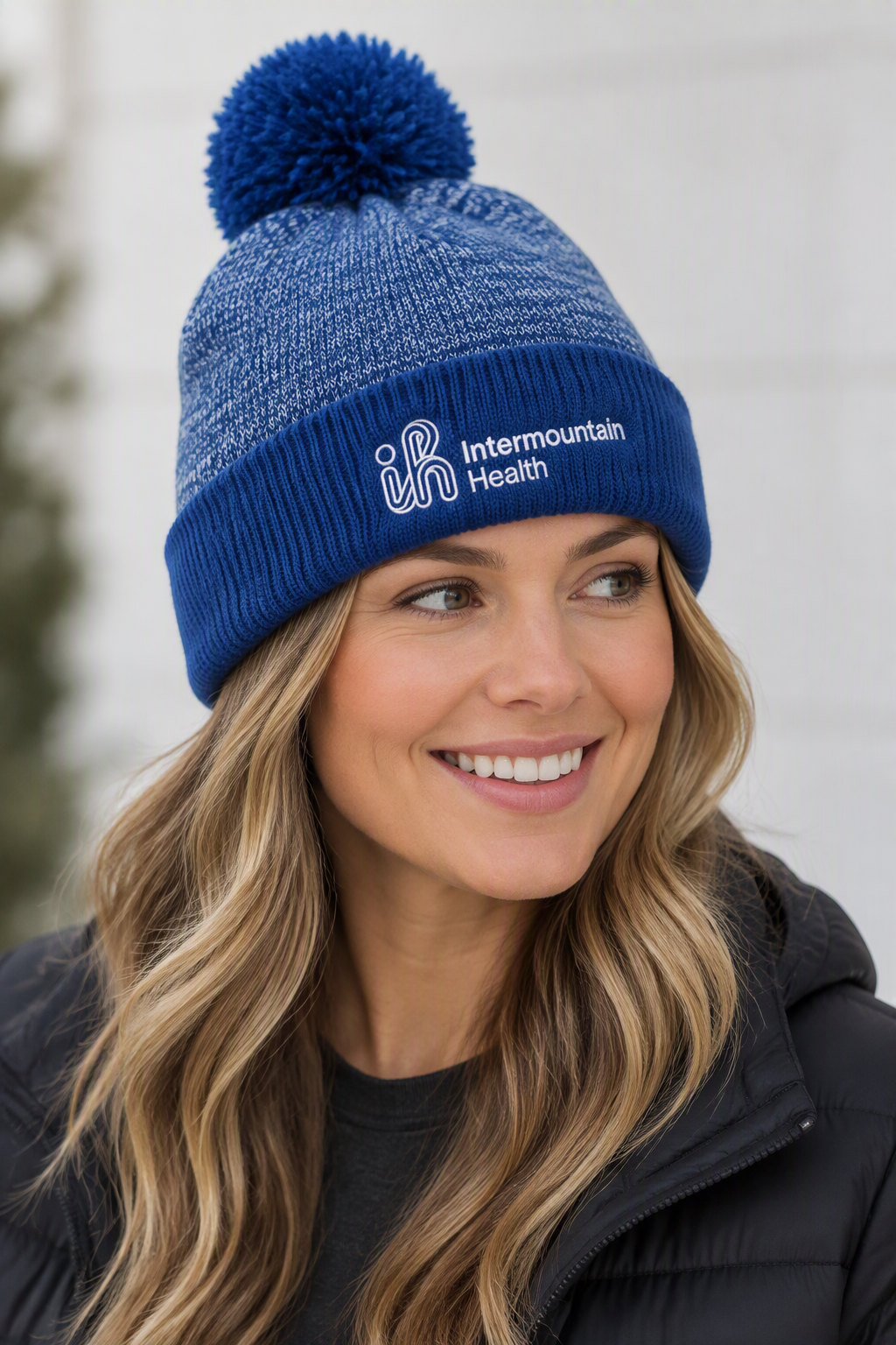 Halftime Heather Pom Beanie - true navy/silver 